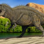 Acrocanthosaurus walking scaled